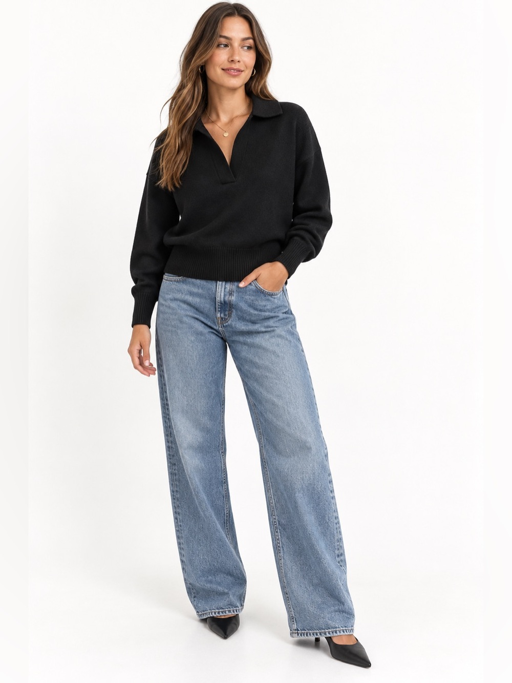 Black V-Neck Collar sweater Women’s TRUTH by Republic NWT